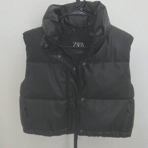 Zara Faux Leather Puffer Vest